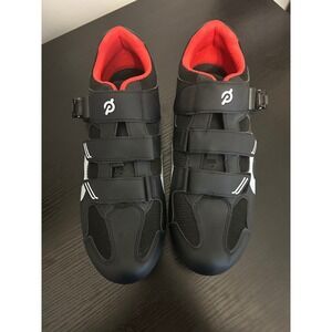 Peloton Mens Cycling Shoes Black Red White Size 47 Ratchet Strap PLTN-01